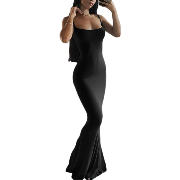 Women’s Spaghetti Strap Backless Bodycon Maxi Dress – Sexy Evening