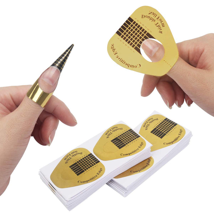 Gold Horseshoe Nail Forms – 200 Pcs Nail Extension Tips & UV Gel Guide Stickers