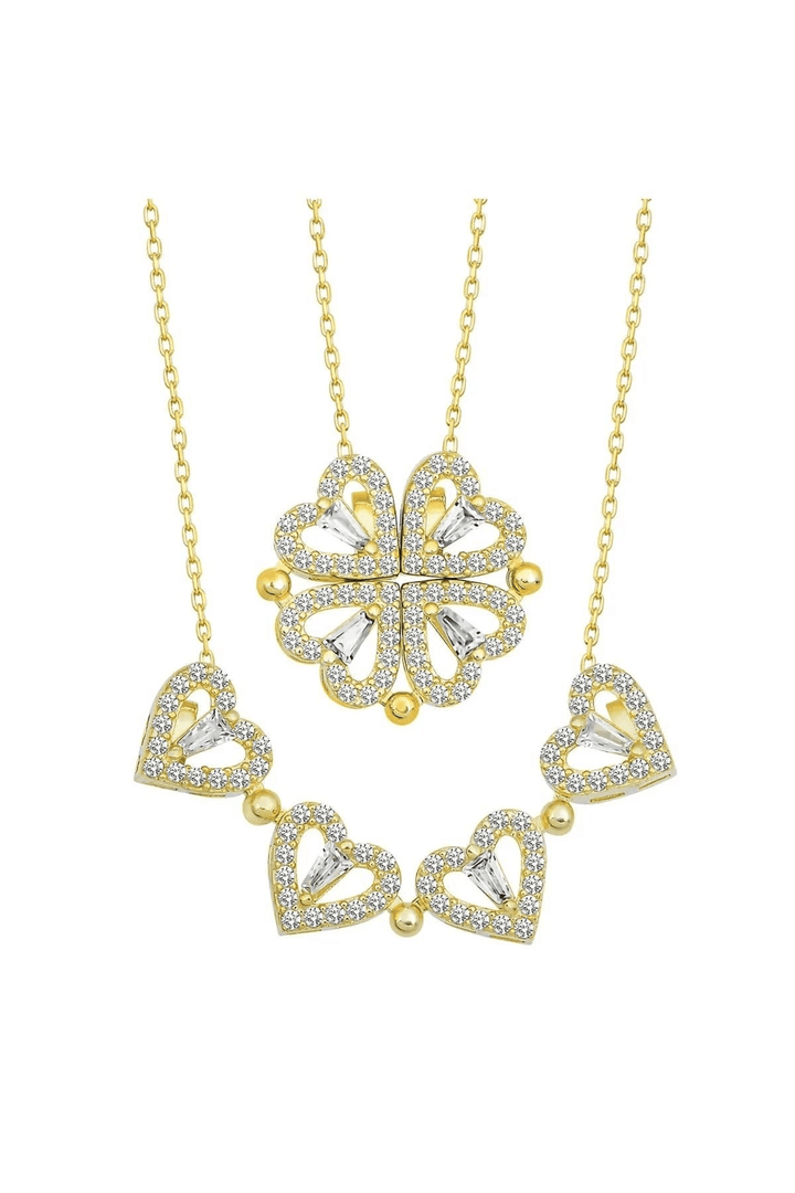 Lucky Four-Leaf Clover Magnetic Pendant Necklace & Ring Set - Heart Crafted Gifts