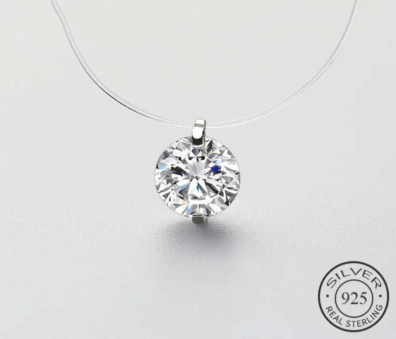 8mm Round Zircon Pendant Necklace in Sterling Silver