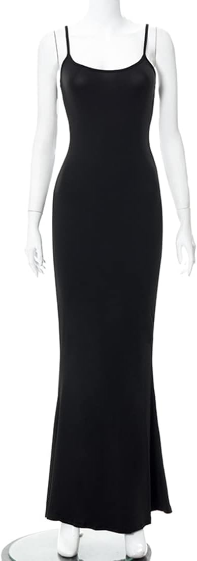 Women’s Spaghetti Strap Backless Bodycon Maxi Dress – Sexy Evening