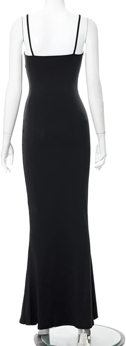 Women’s Spaghetti Strap Backless Bodycon Maxi Dress – Sexy Evening