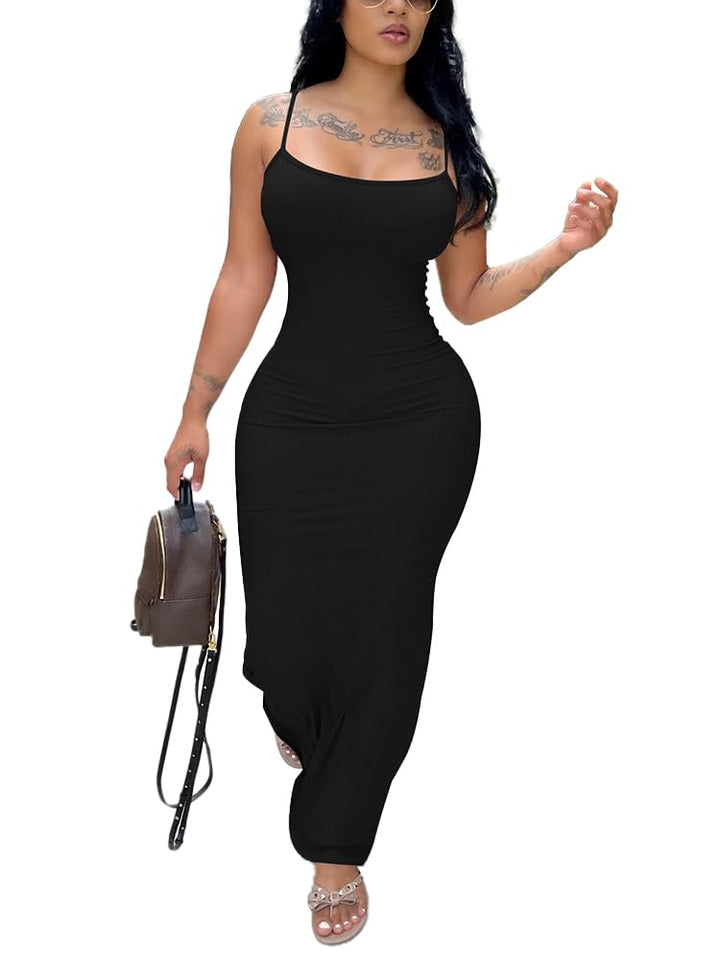 Sexy Bodycon Maxi Dress – Sleeveless Summer Casual Long Dress