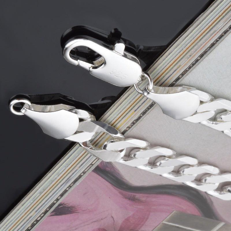 Sterling Silver Plated Sideways Chunky Chain Bracelet