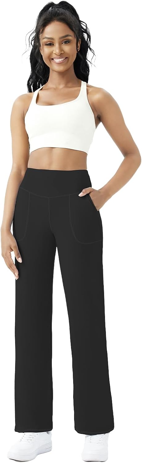 Women’s Wide Leg Yoga Pants – High Waist Stretch Lounge Trousers