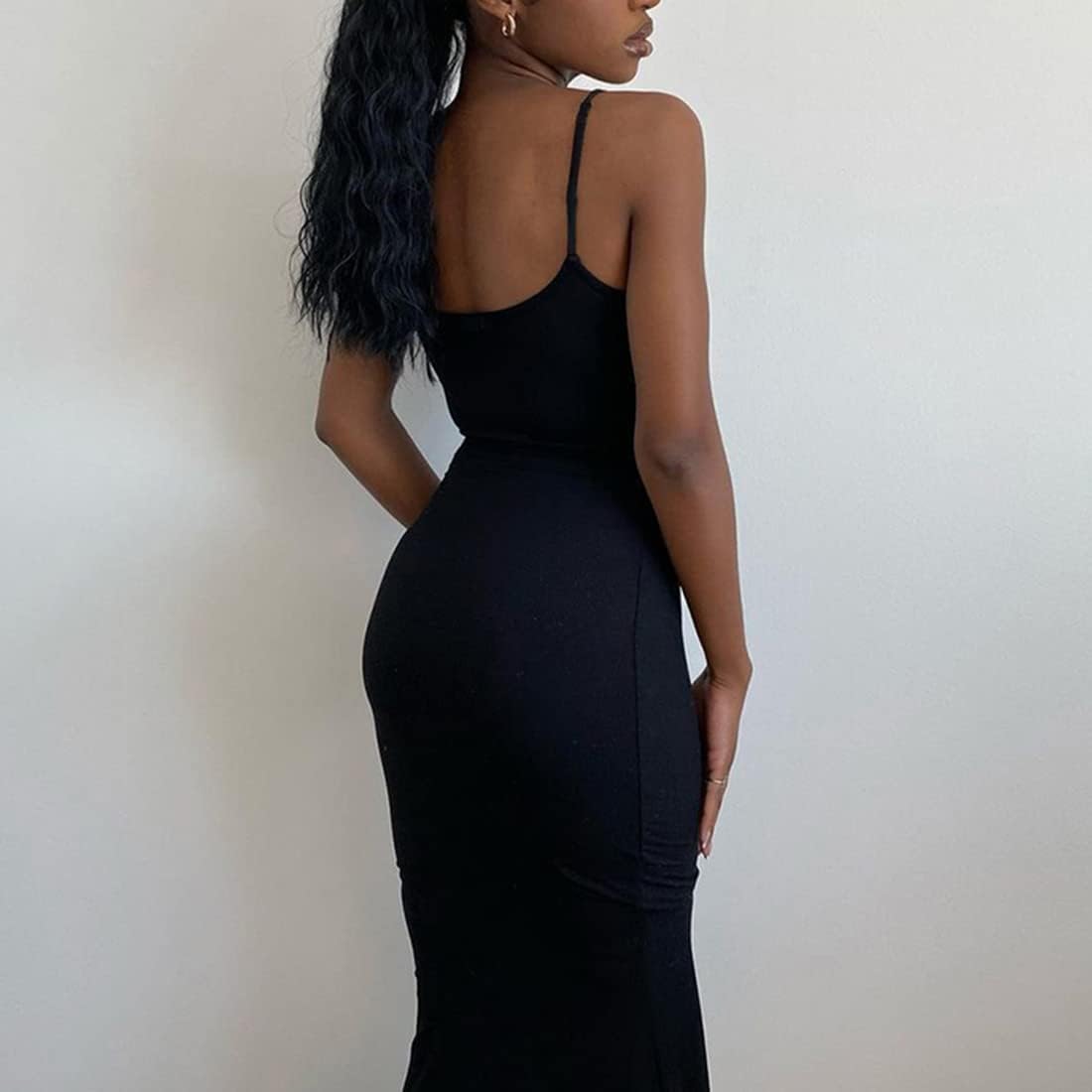 Women’s Spaghetti Strap Backless Bodycon Maxi Dress – Sexy Evening