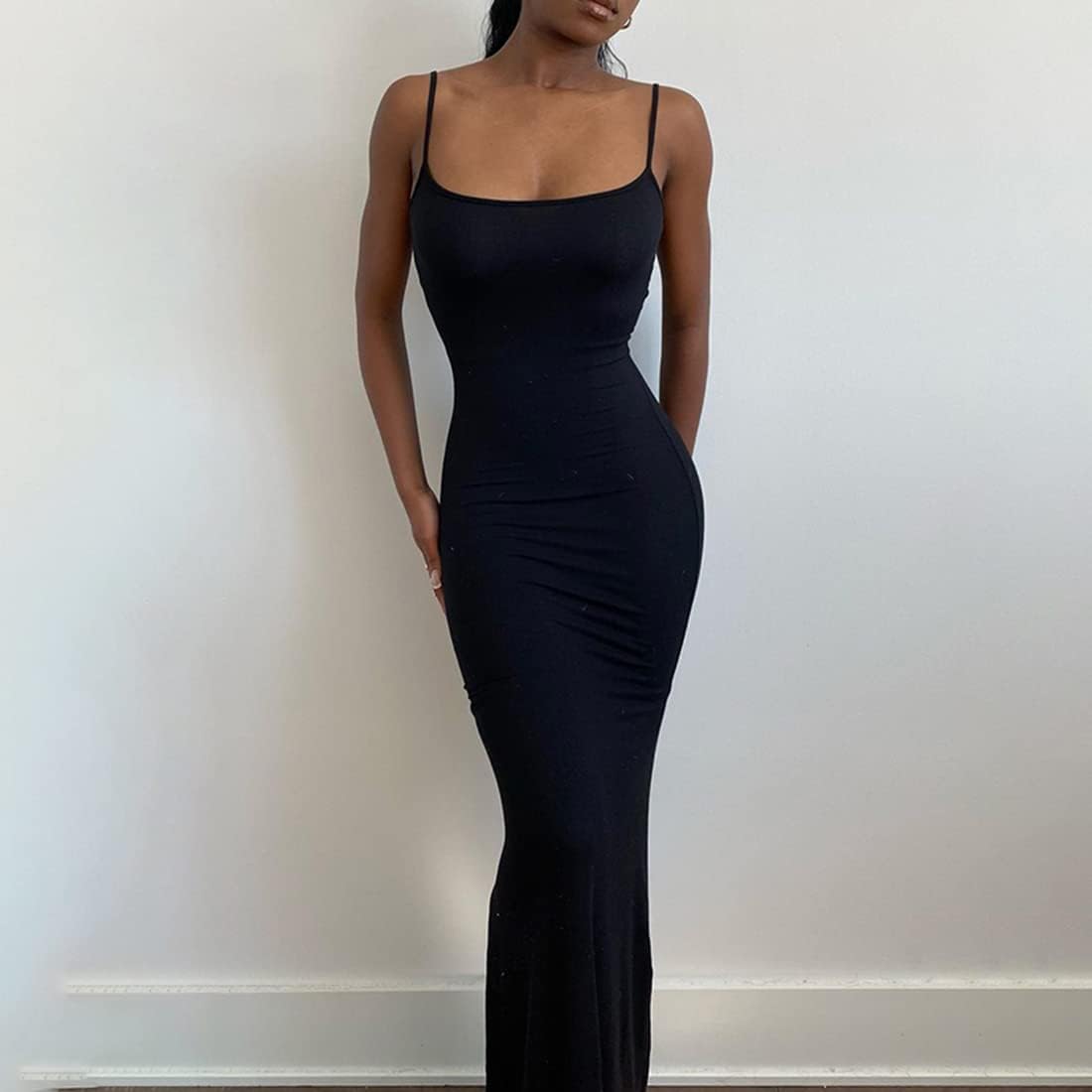 Women’s Spaghetti Strap Backless Bodycon Maxi Dress – Sexy Evening