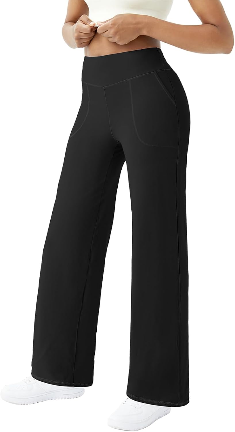 Women’s Wide Leg Yoga Pants – High Waist Stretch Lounge Trousers