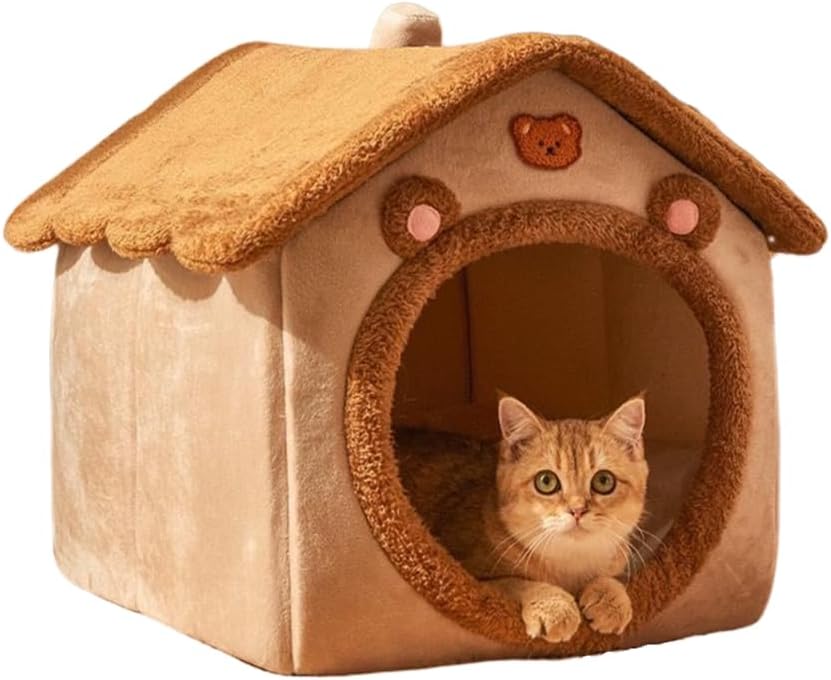 Cat Bed for Indoor Cats – Cozy Cave Bed & Tent with Cushion