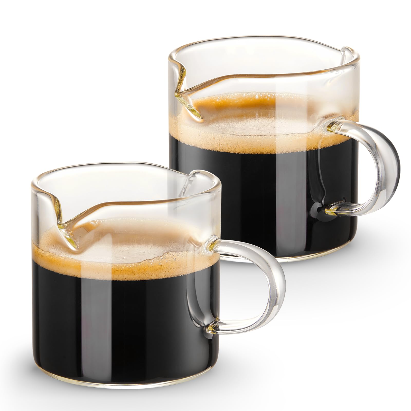 Cups Set of 2, 4 OZ Double Spouts Cups, Espresso Shot Glasses Milk Cup