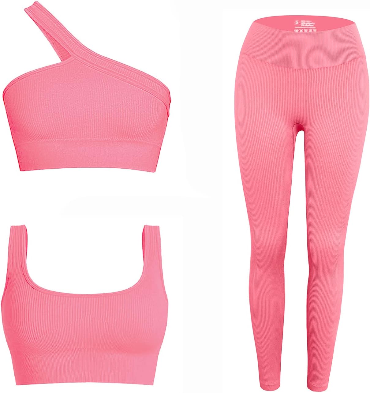 Seamless Workout Set – One Shoulder Sports Bra & High Waist Shorts