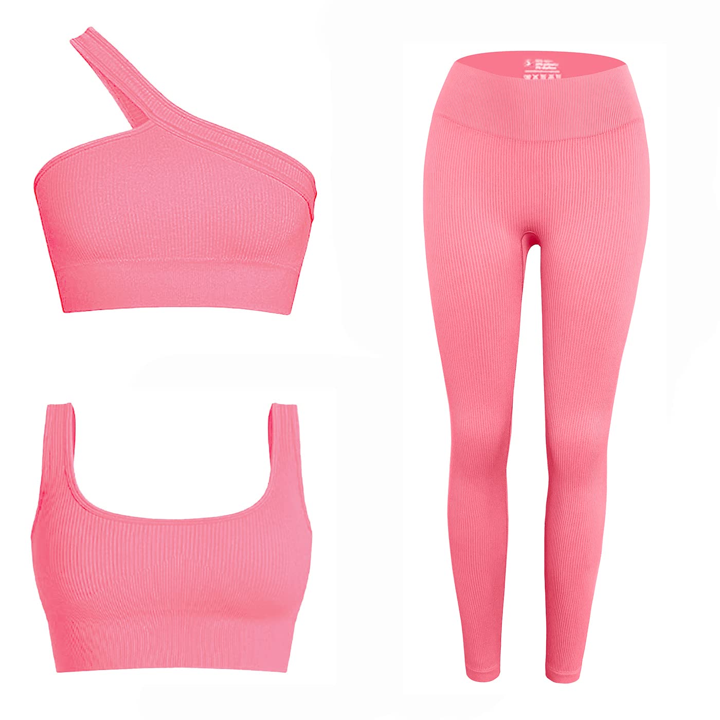 Seamless Workout Set – One Shoulder Sports Bra & High Waist Shorts