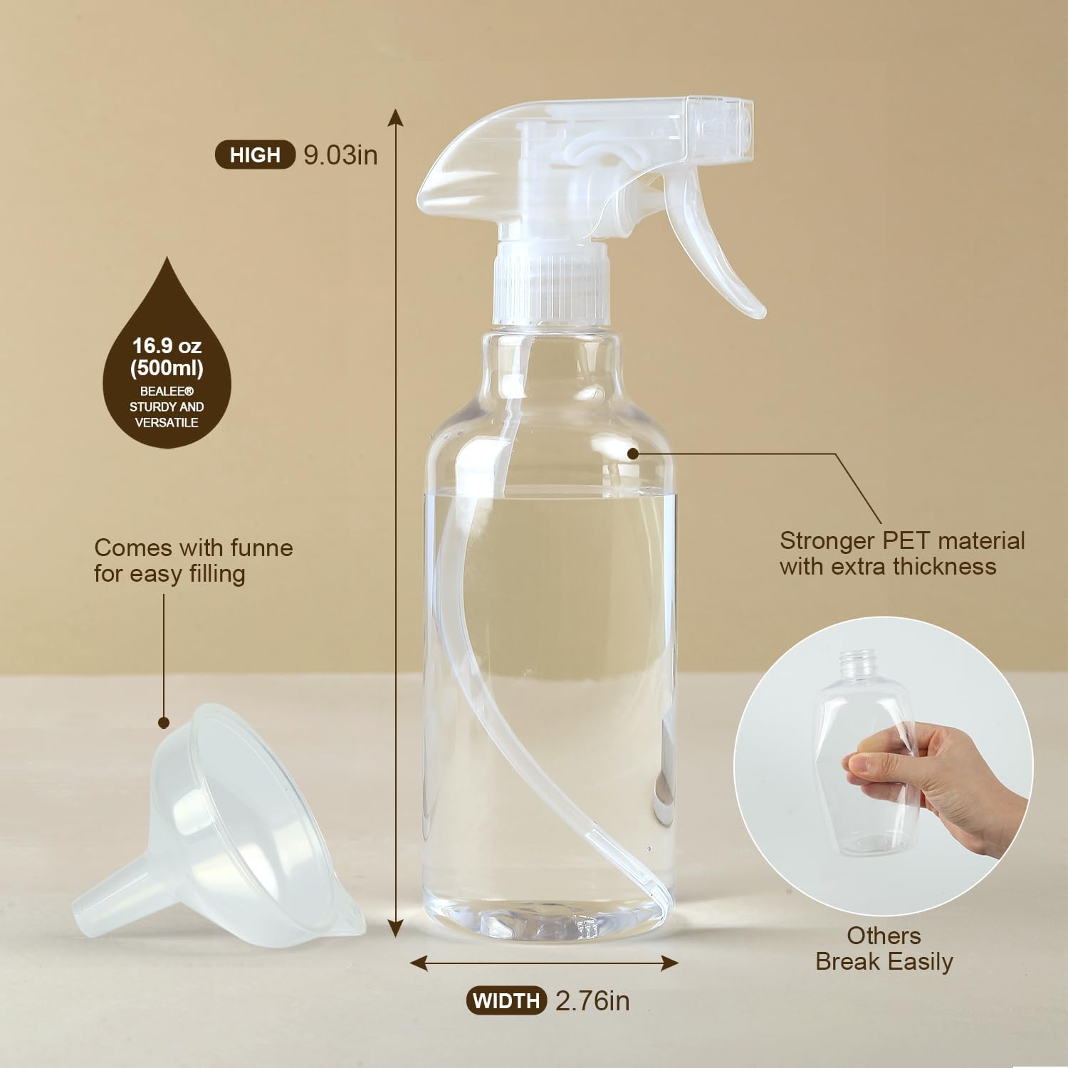 Mist & Stream Heavy Duty Spraying – Empty Water Spray Bottle for Cleaning