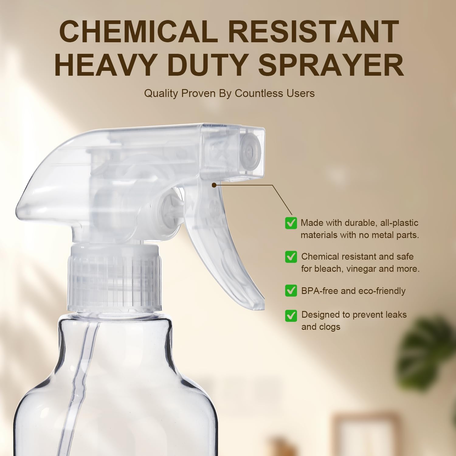 Mist & Stream Heavy Duty Spraying – Empty Water Spray Bottle for Cleaning