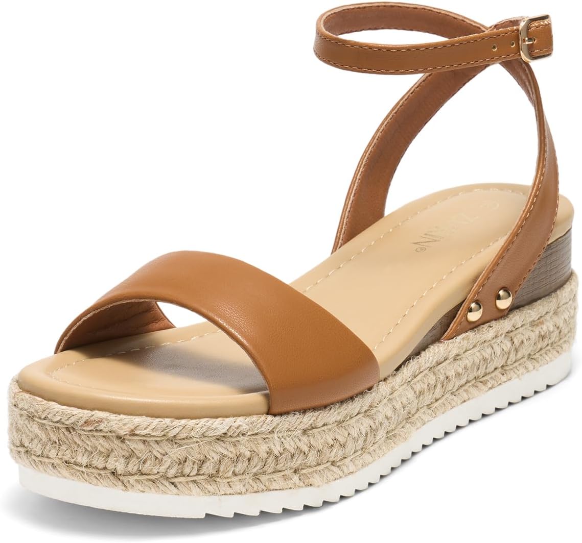 Women’s Open Toe Platform Espadrille Sandals – Buckle Ankle