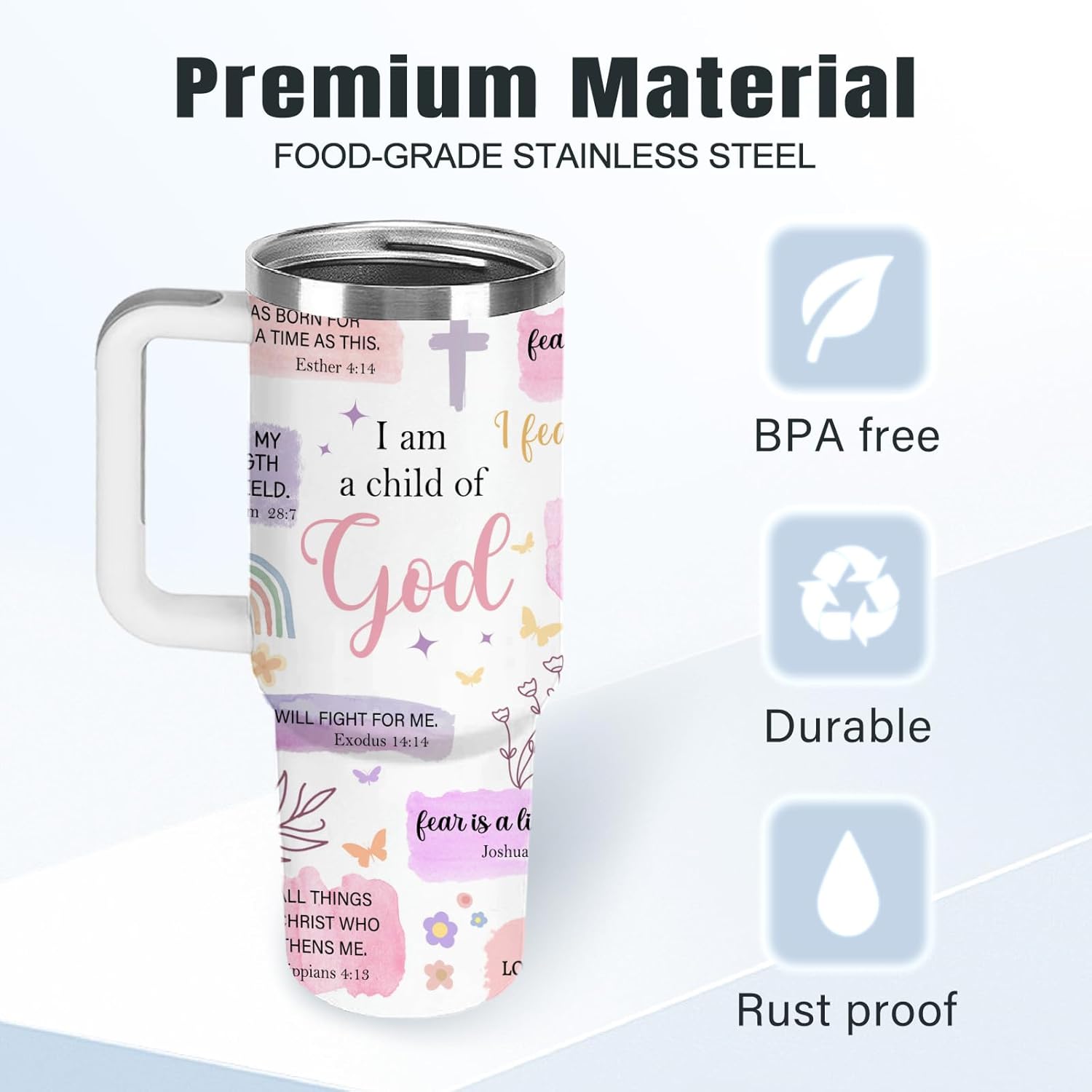 Pink “Child of God” Travel Tumbler – Inspirational Christian Gift for Women