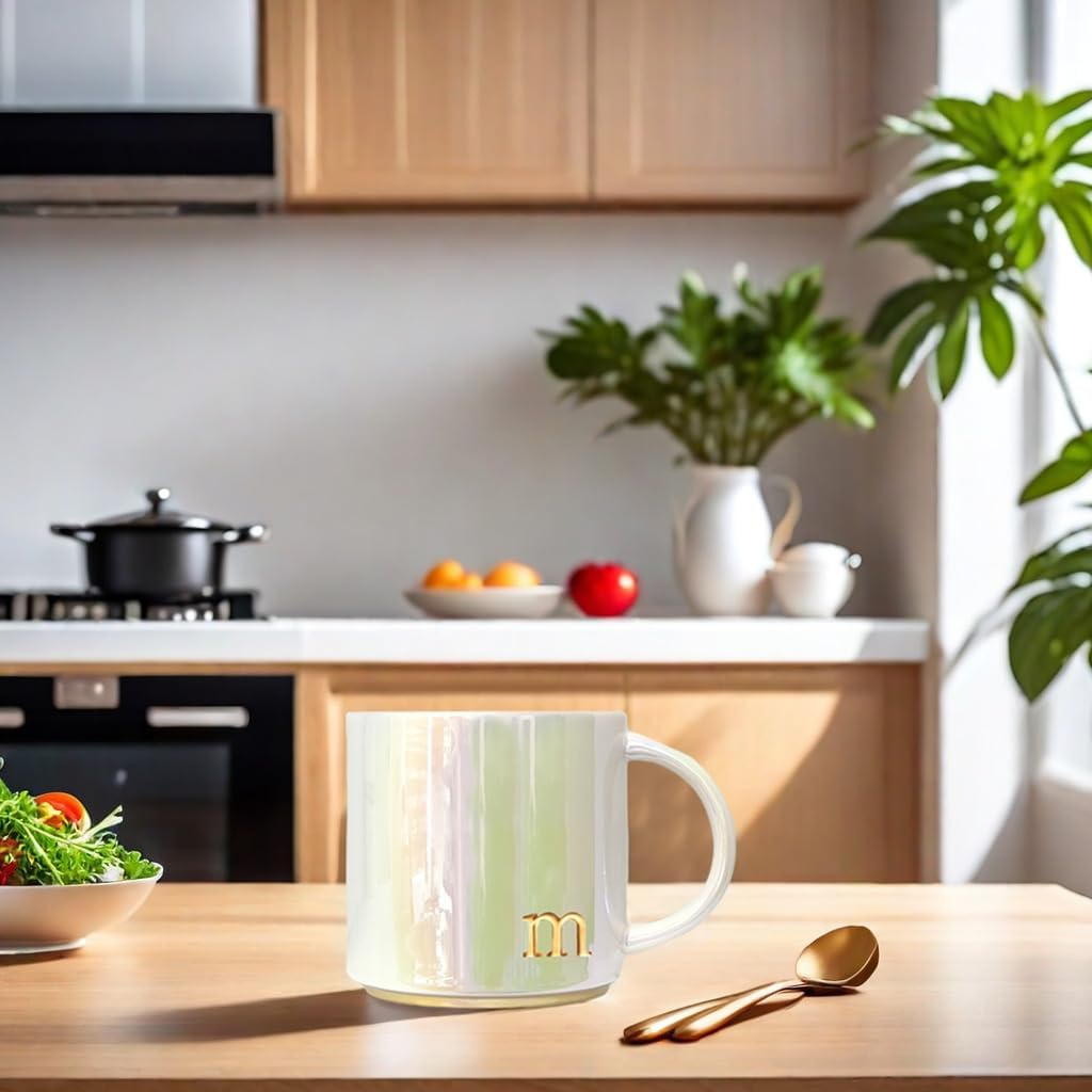 Personalized Ceramic Coffee Mug – Iridescent Finish with Embossed Lettering