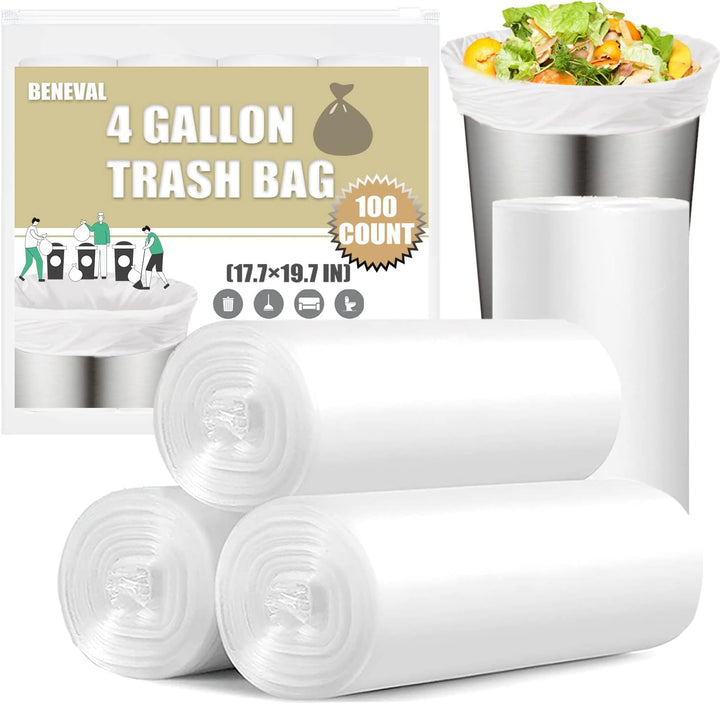 4 Gallon Trash Bags – 100 Count, Small Garbage Bags for Office