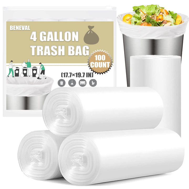 4 Gallon Trash Bags – 100 Count, Small Garbage Bags for Office