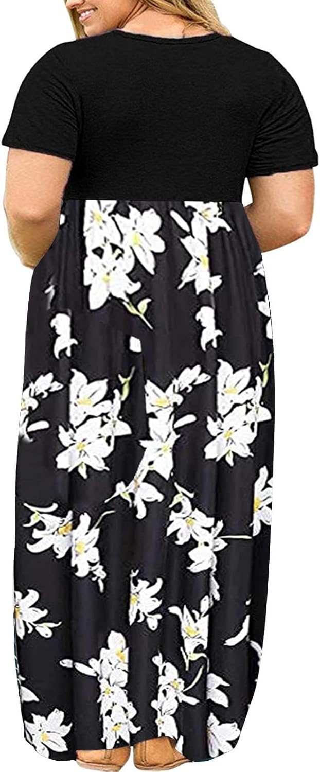 Plus Size Maxi Dress with Pockets – Casual Summer Beach Dress