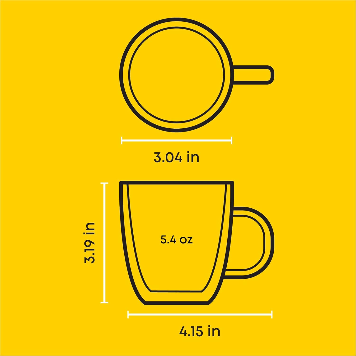 Savor Double Wall Insulated Glasses Espresso Mugs (Set of 2) - 5.4-Ounces