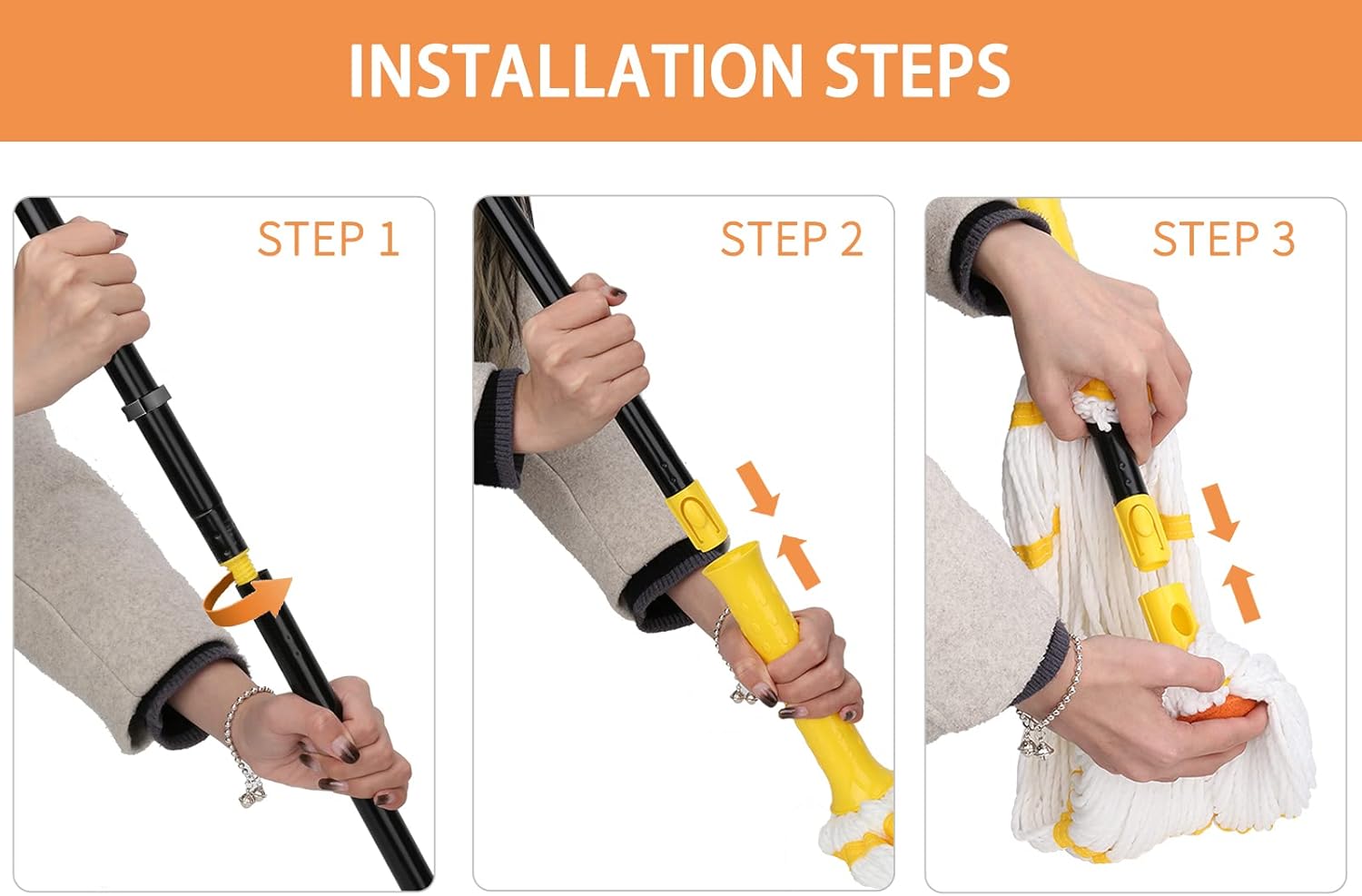 Self-Wringing Twist Mop for Floor Cleaning, Long Handled Microfiber