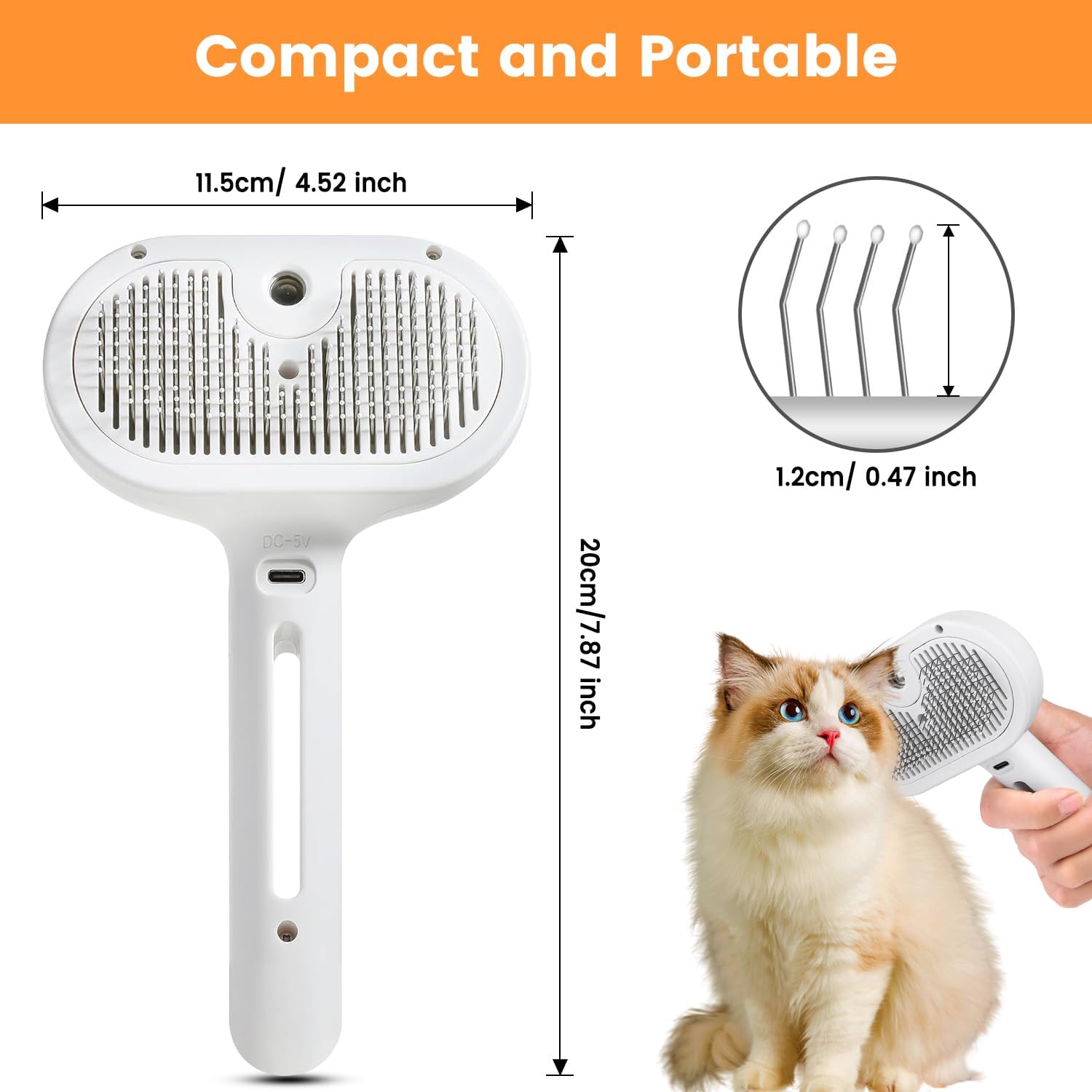 3-in-1 Cat Steam Brush – Pet Spray Hair Removal Comb for Shedding