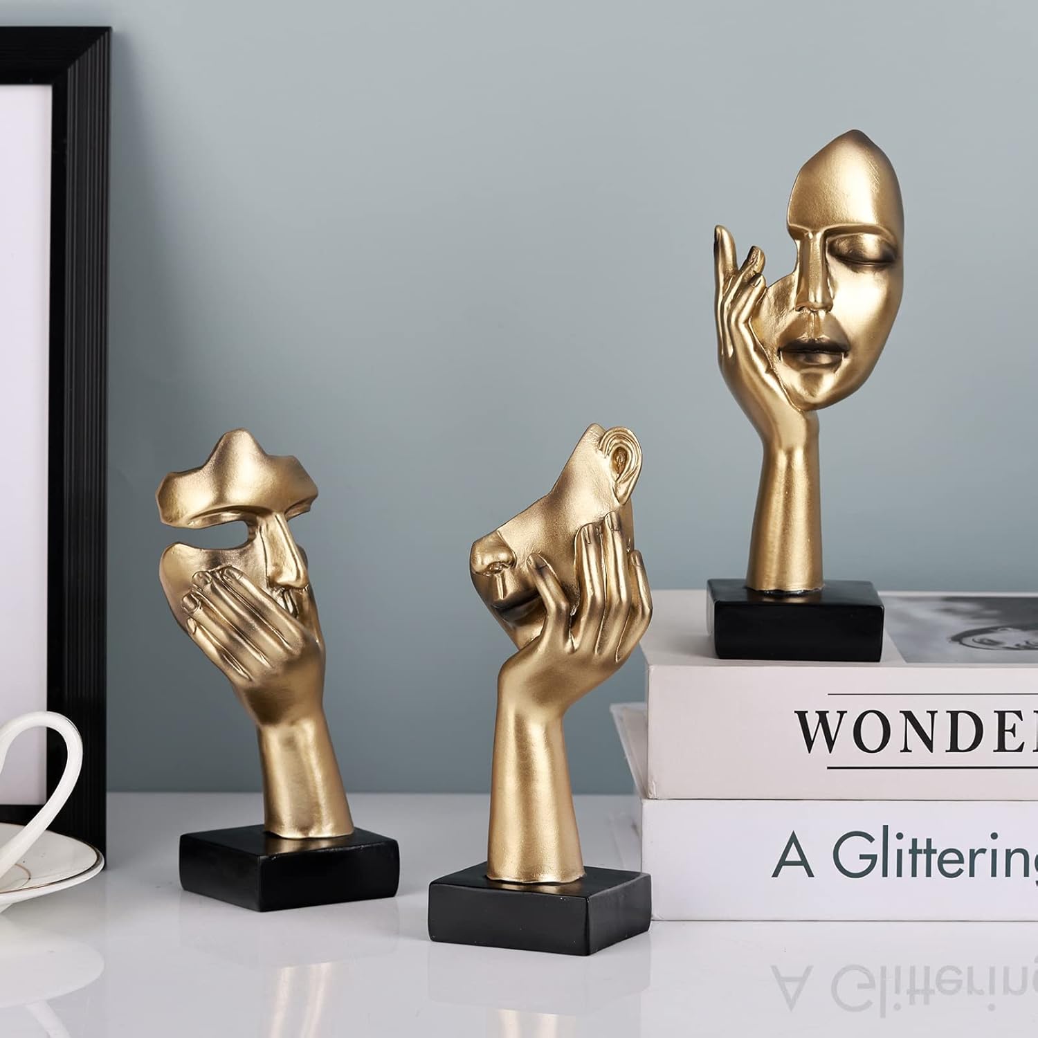 Thinker Statue Set – Gold & Black Abstract Modern Decor (3 Pcs)