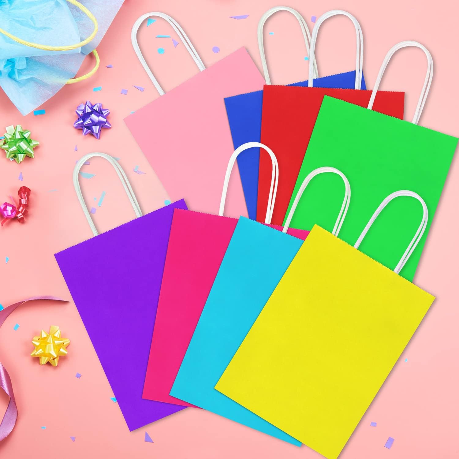 32 Pieces Rainbow Gift Bags with Handles & 32 Tissues