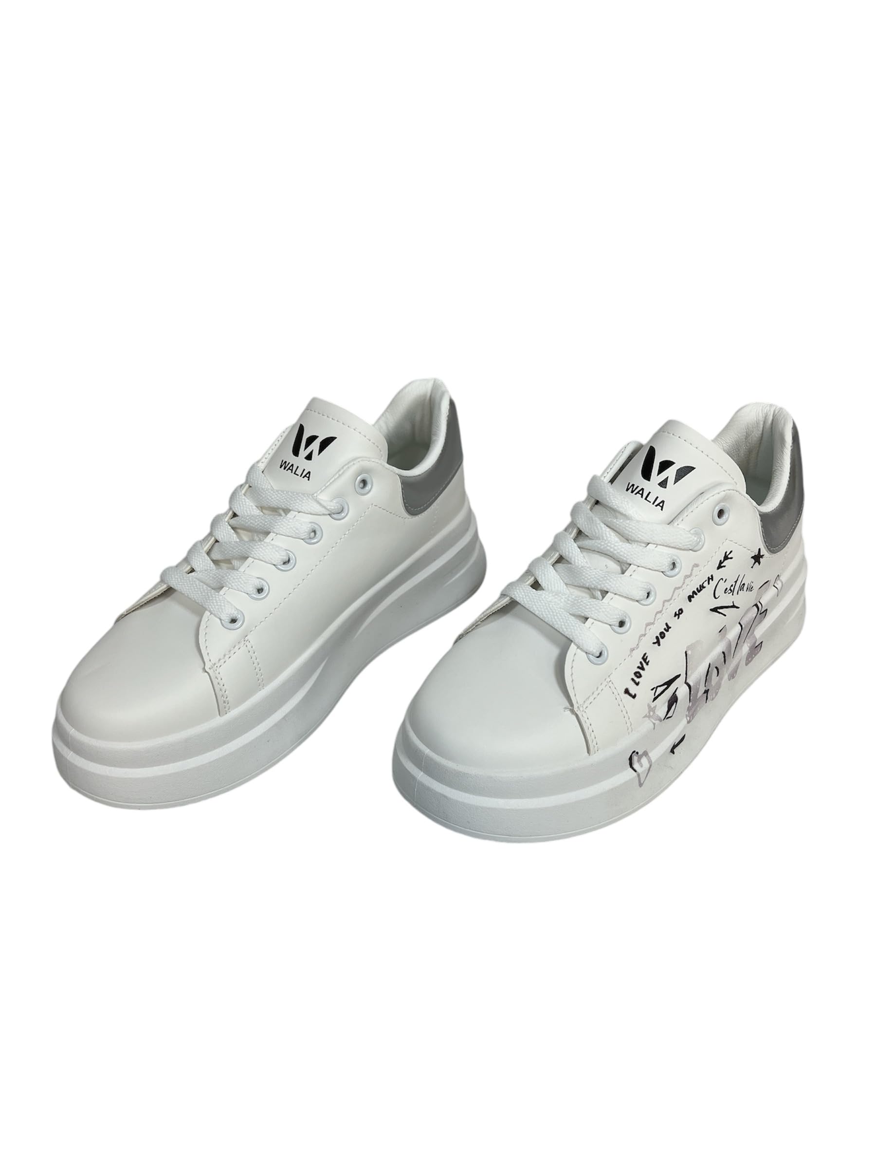 Women’s Casual Sneakers with Leopard Print Accents – Lace-Up White Shoe