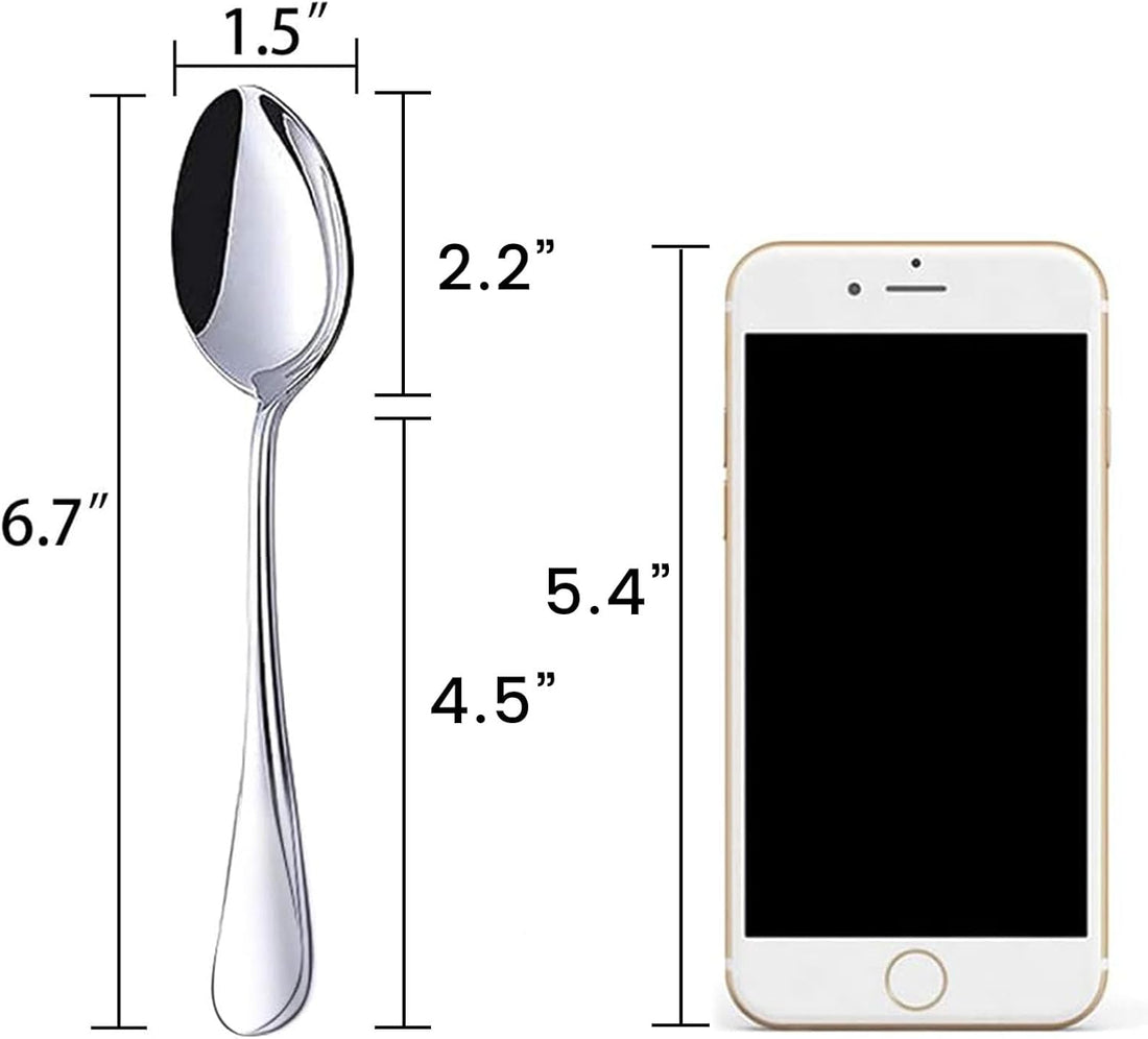 6-Piece Stainless Steel Teaspoon Set – 6.7 Inch Durable Dessert Spoons