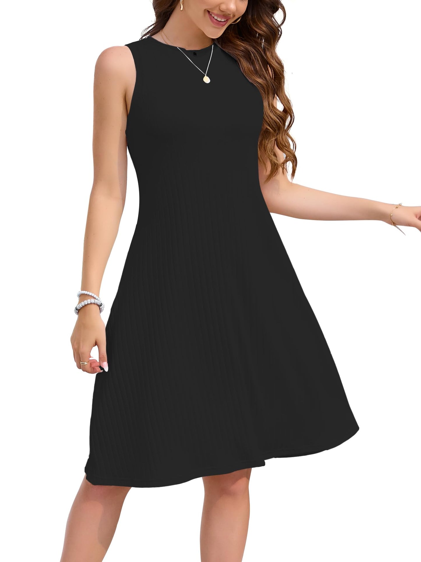 Women’s Summer Casual Dress – Sweet & Cute Crew Neck Midi Dress, Comfortable Everyday Wear
