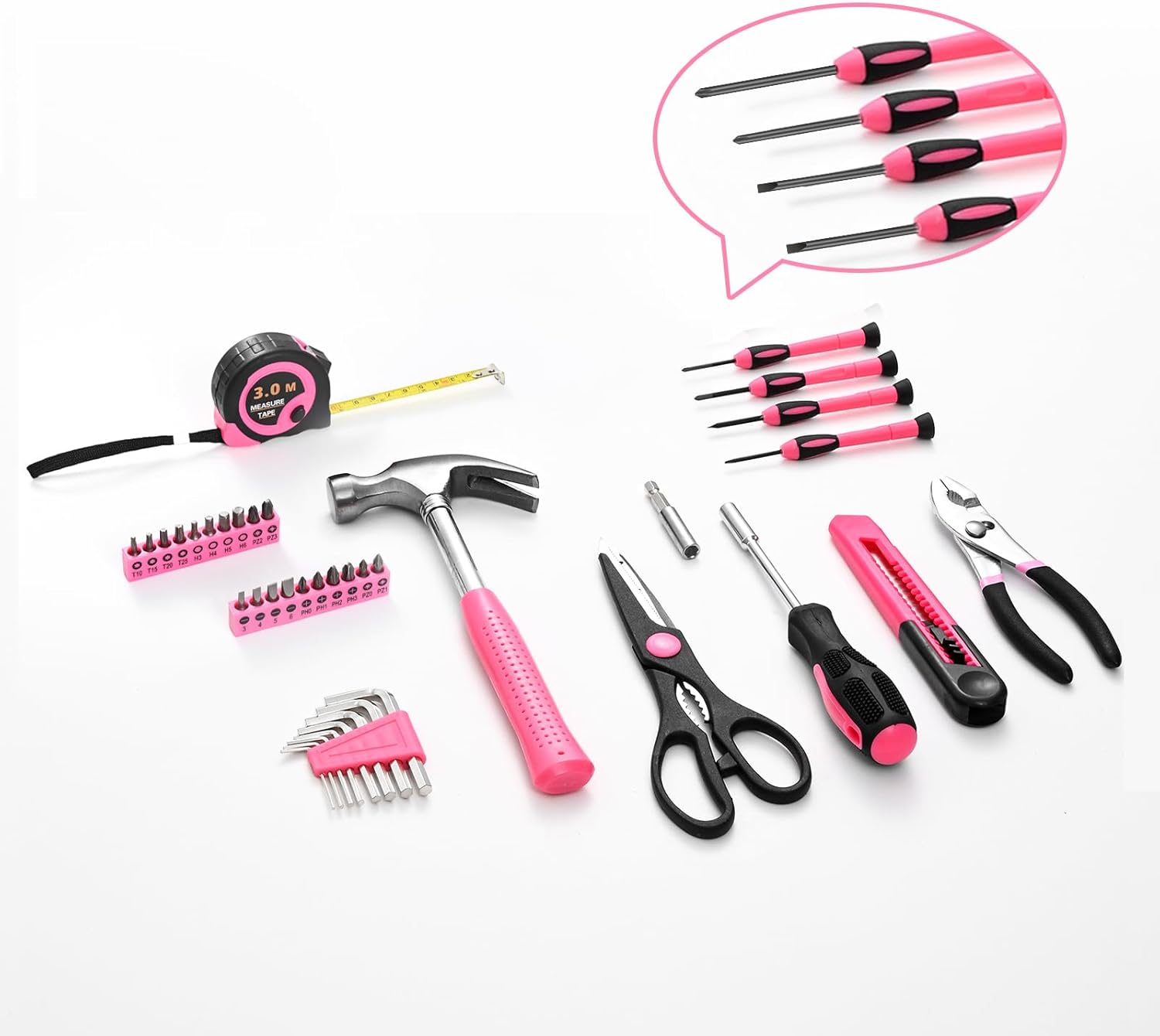 39-Piece Pink All-Purpose Tool Kit for Women – Compact Household