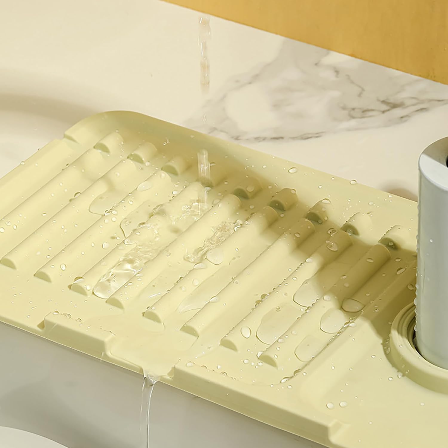 Silicone Faucet Mat Splash Guard – Fast-Drying Sink Tray (Gray)