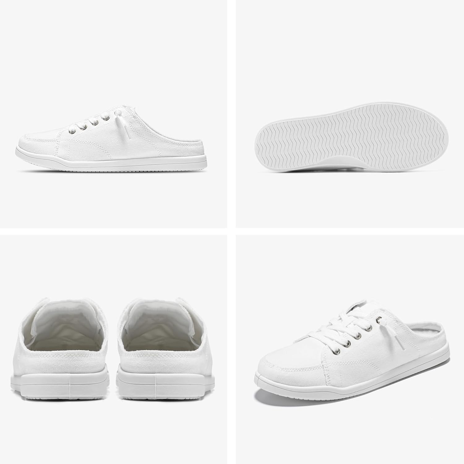 Women’s White Slip-On Canvas Sneakers – Lightweight Memory Foam Mules