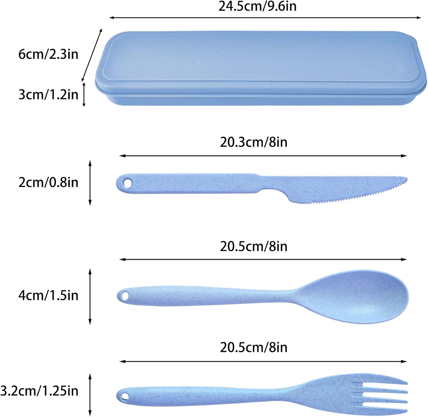 Large Camping Utensil Set – 4 Reusable Plastic Cutlery Sets with Carry Case