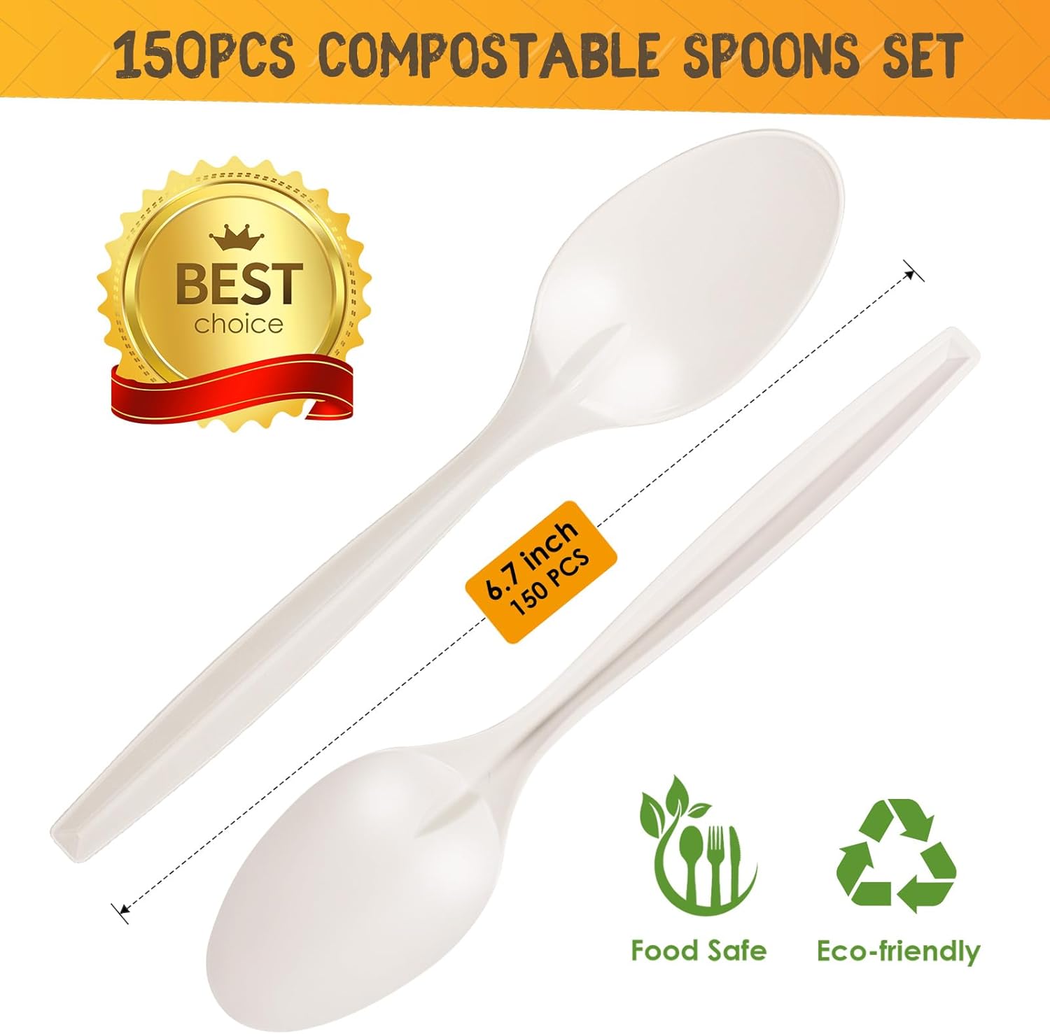 Compostable Spoons – Biodegradable Heavy-Duty Disposable Cutlery
