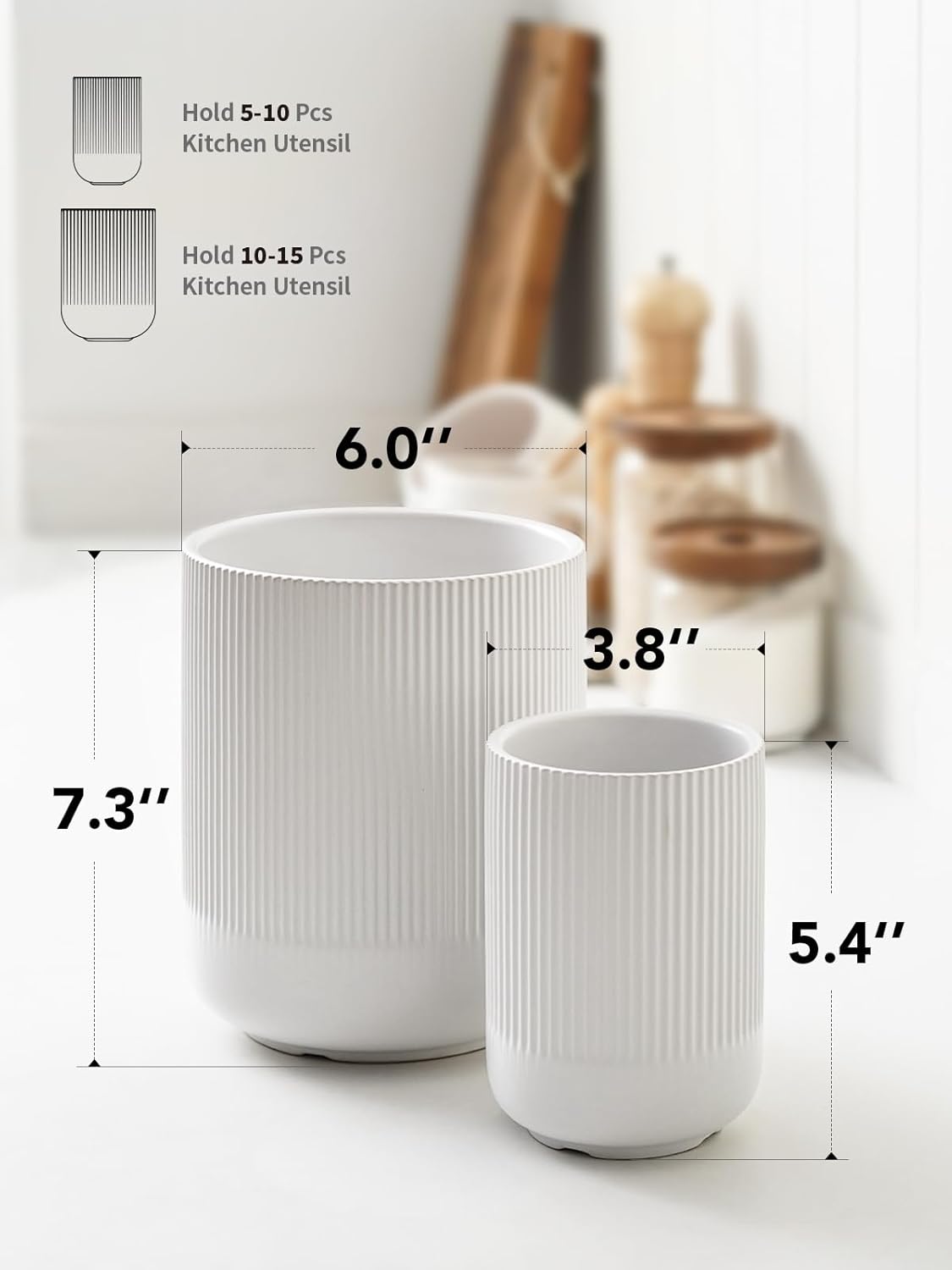 Utensil Holder Set Ceramic Kitchen Utensil Crocks Large Countertop