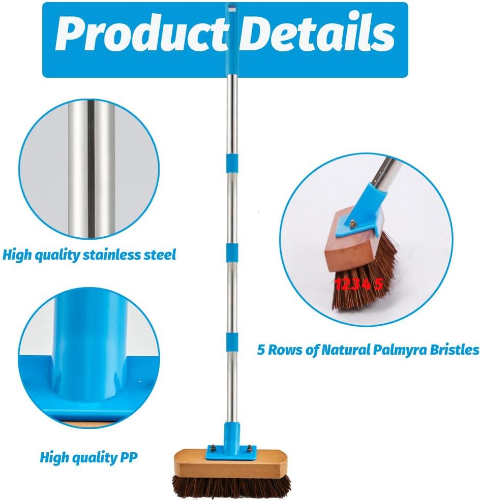 Heavy Duty Deck Brush with Long Handle – 60" Floor Scrub Brush