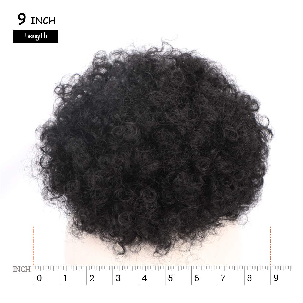 Yinmei Baibian Afro Puff Drawstring Ponytail – Kinky Curly Bun Hair Synthetic Short Extensions, Updo Hairpieces for Black Women & Girls (1B)