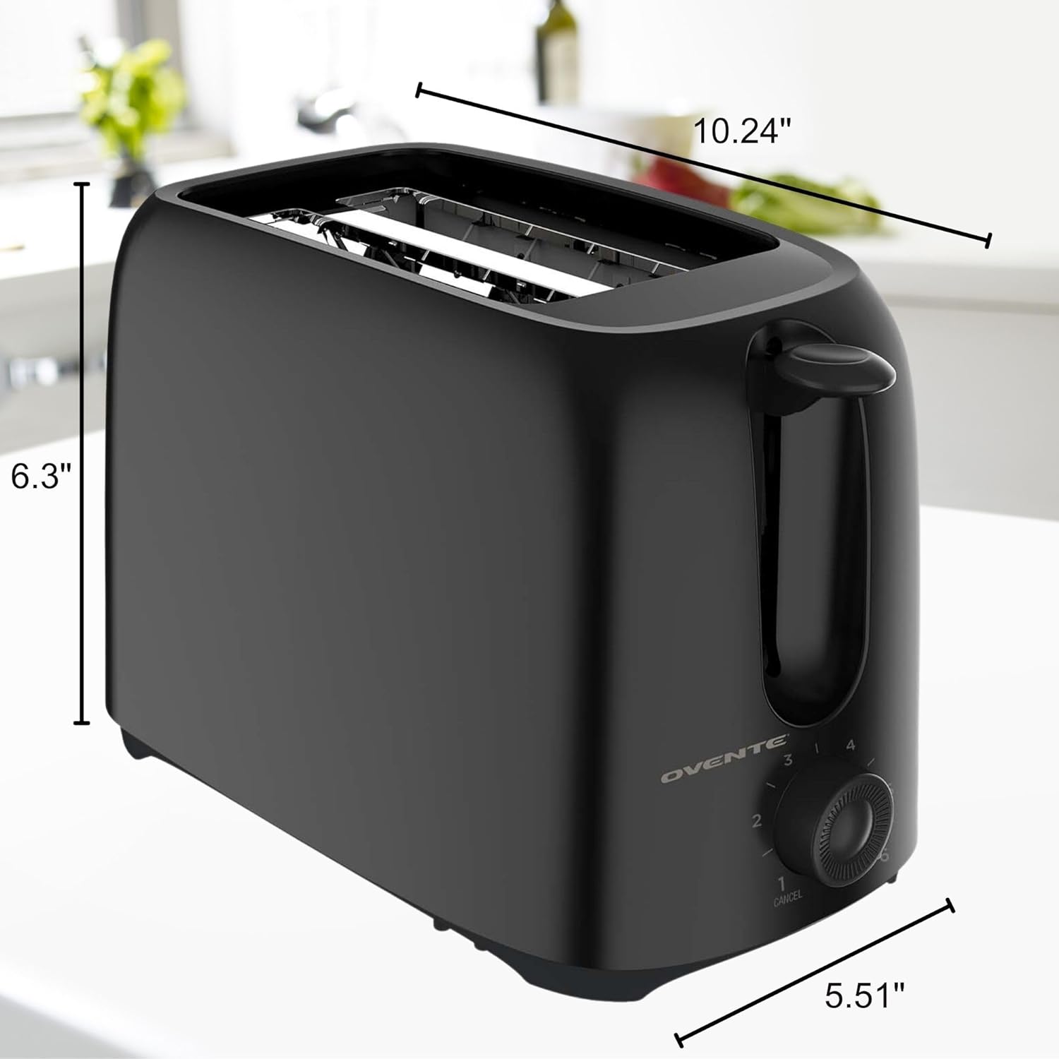 Electric 2-Slice Toaster with 6-Shade Browning & Removable Tray