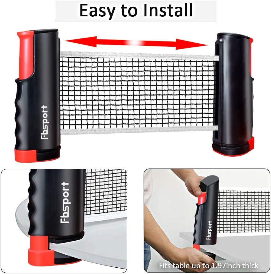 Portable Ping Pong Paddle Set with Retractable Net, Rackets, Balls & Carry Bag