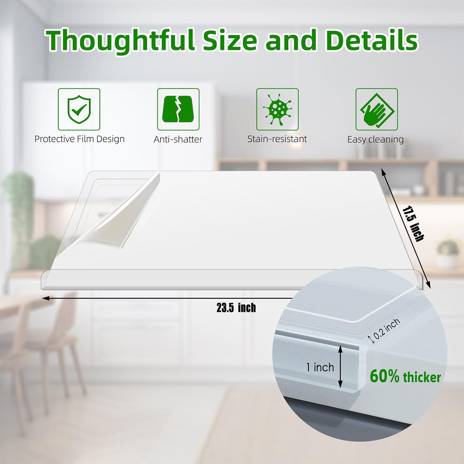 Clear Acrylic Cutting Board with Juice Groove & Non-Slip Base