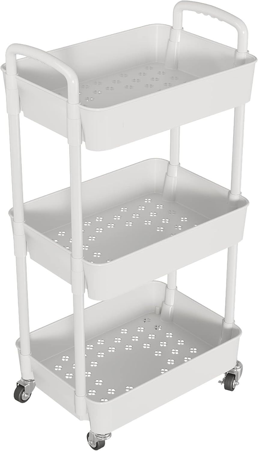 3-Tier Storage Cart Multifunction Kitchen Storage Organizer Mobile Shelving