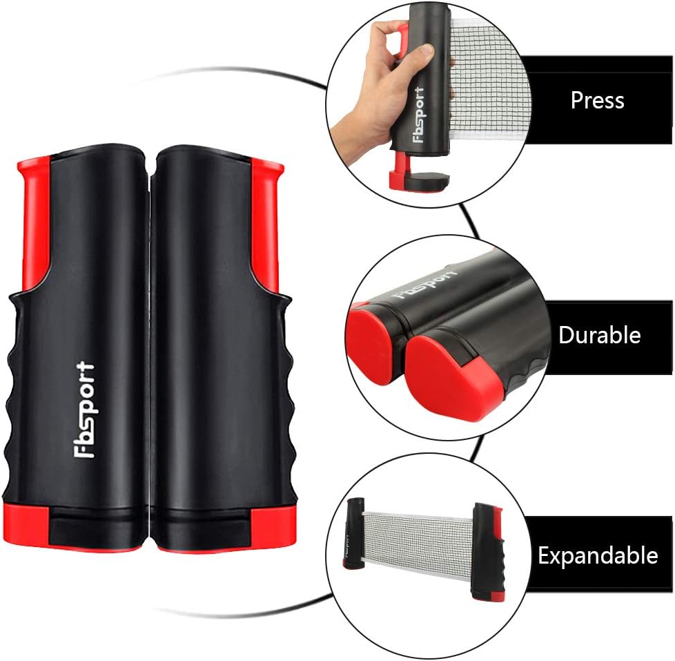 Portable Ping Pong Paddle Set with Retractable Net, Rackets, Balls & Carry Bag