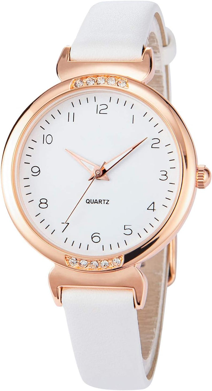 Women's Silicone Sports Watch – Crystal Accented Leather Strap, Analog Display Timepiece
