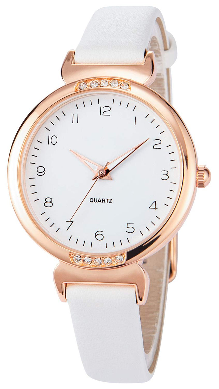 Women's Silicone Sports Watch – Crystal Accented Leather Strap, Analog Display Timepiece
