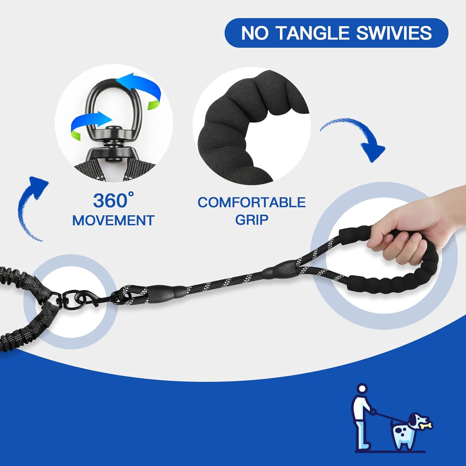 Double Dog Leash – Dual Tangle-Free Leash with 360° Swivel Shock