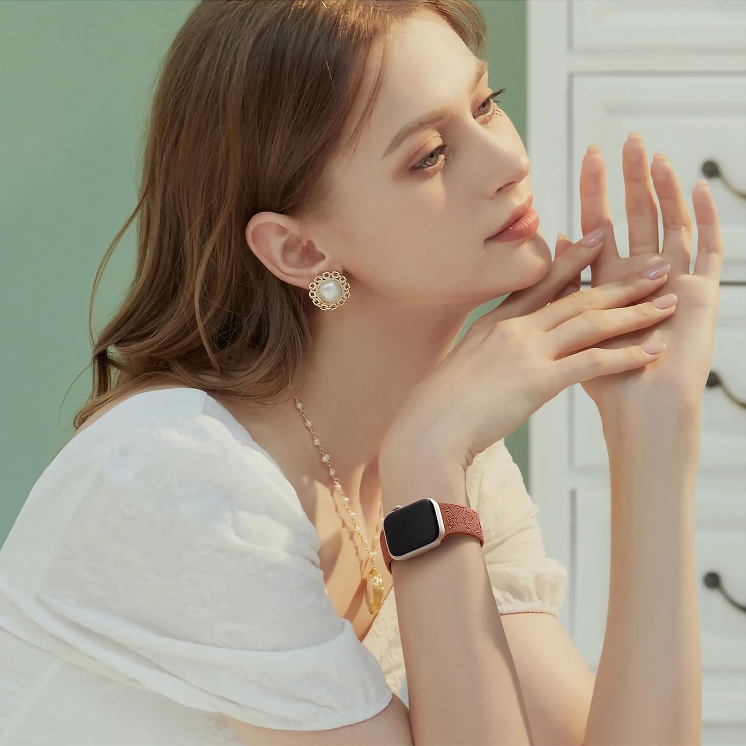 6-Pack Floral Engraved Silicone Bands for Apple Watch – Soft Sport Straps for Series