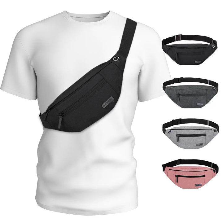 Large Crossbody Fanny Pack with 4 Zippered Pockets – Versatile